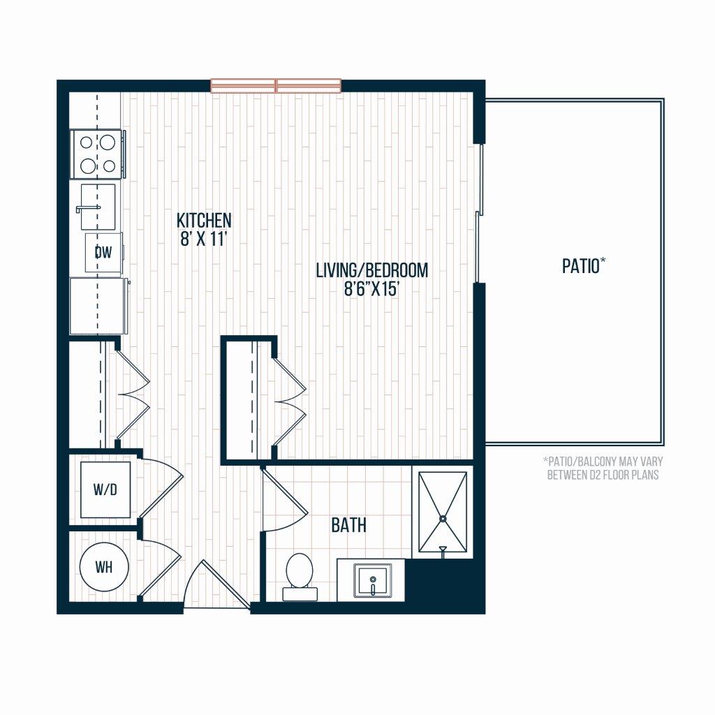 Capitol Rose Luxury Apartments in Washington, DC D2 B Carriage House Floor Plan